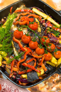 SEA BASS WITH MIXED VEGETABLES