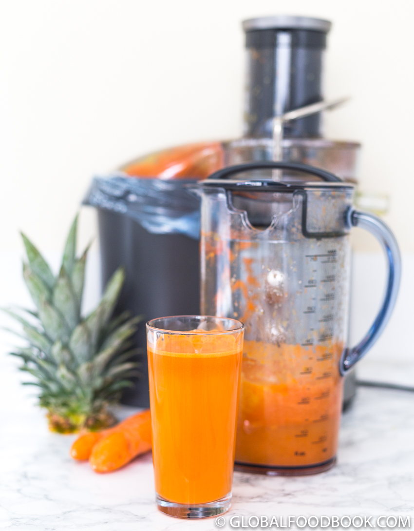 CARROTS, MANGOES, PINEAPPLE WITH GINGER JUICE